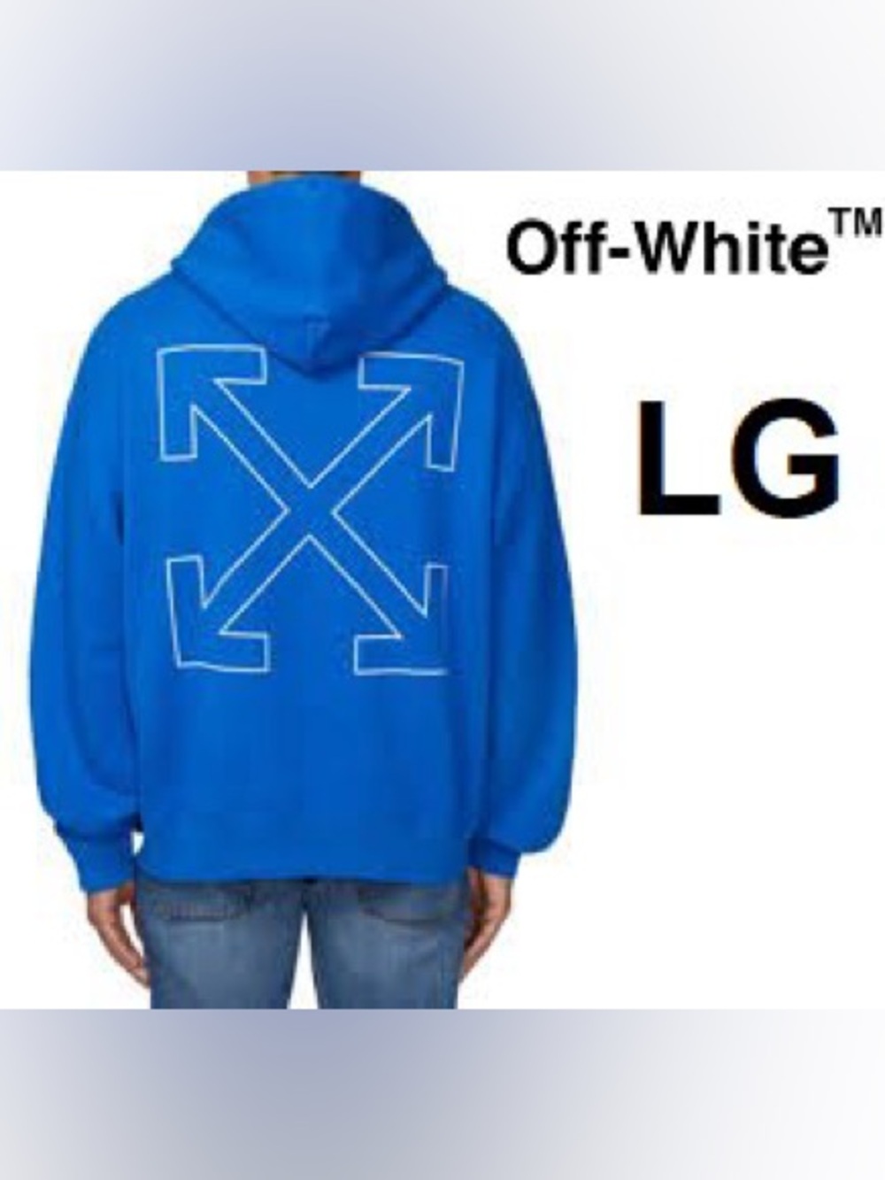 Off-White Royal Blue Hoodie with White Arrow Graphic